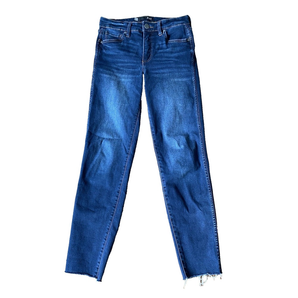 Kut From The Kloth Jeans Womens Sz 2 Blue Denim Raw Hem